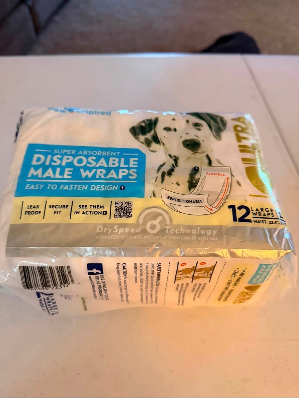 Disposable Male Dog Wraps - Pack of 12